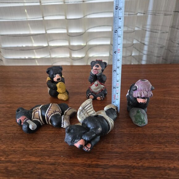 Set of 5 Martine Gagnon Baby Bears, Vintage Figurines Made in Canada 3.5" signed - Picture 11 of 16